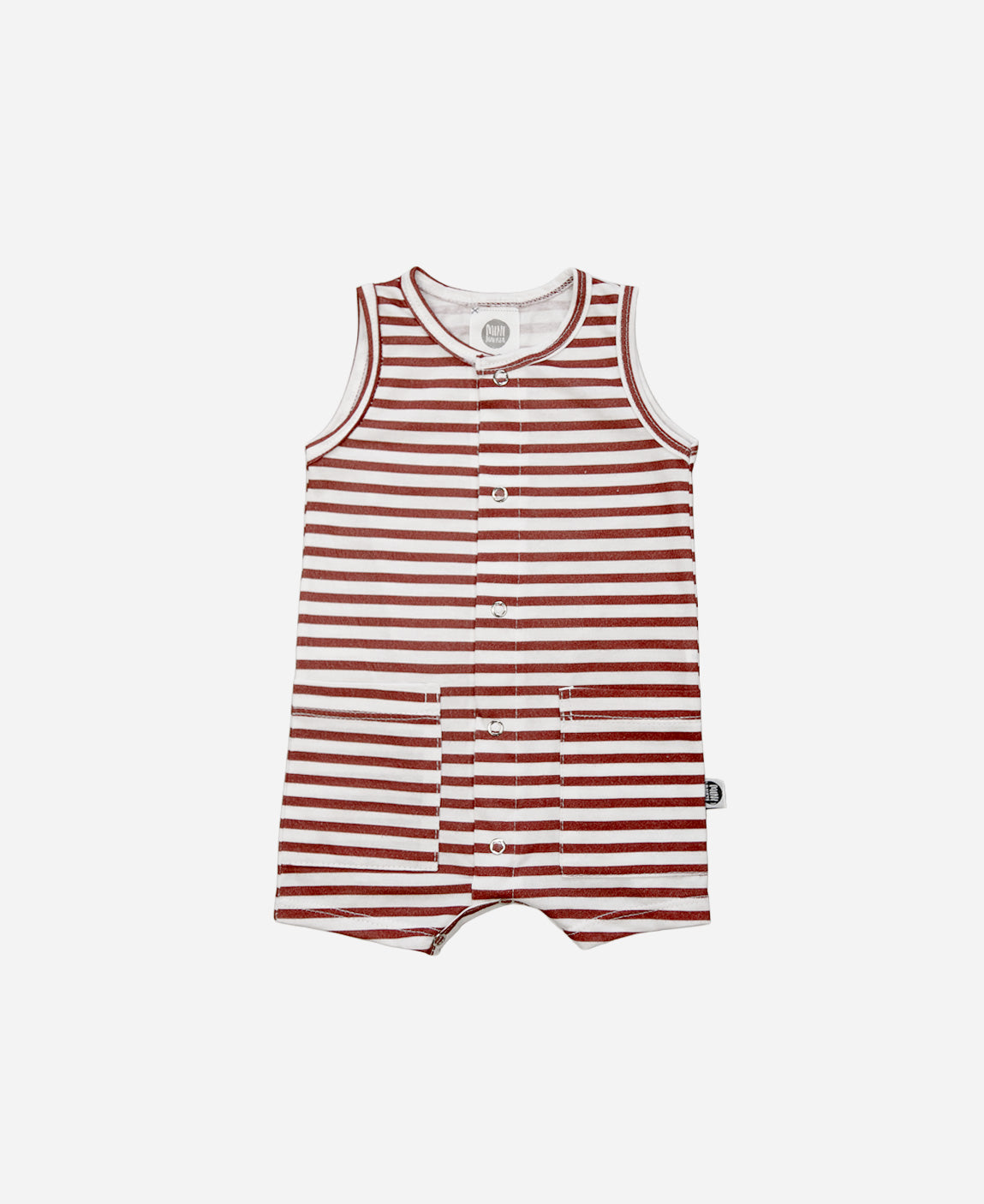 Macaquinho de Verão Botões Regata Unissex | Listrinhas Vermelho
