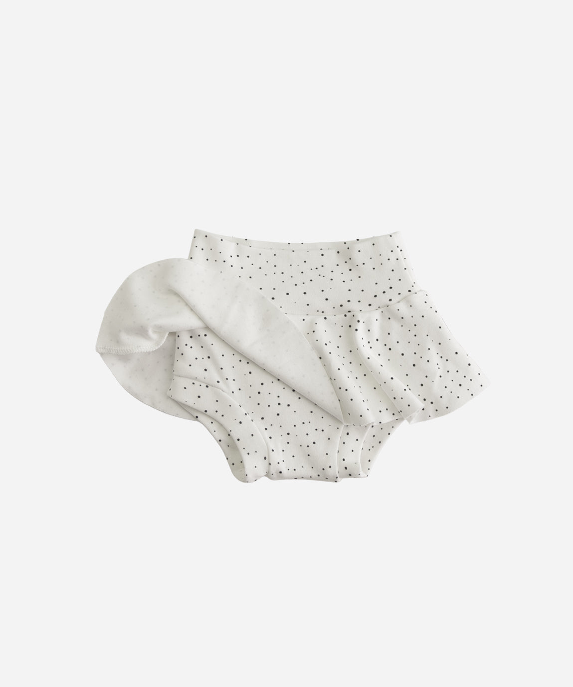 Saia Boomies Bolinhas Claro em algodão com estamparia atóxica, shortinho embutido que cobre a fralda — MiniMalista Baby, Coleção Back to Basics