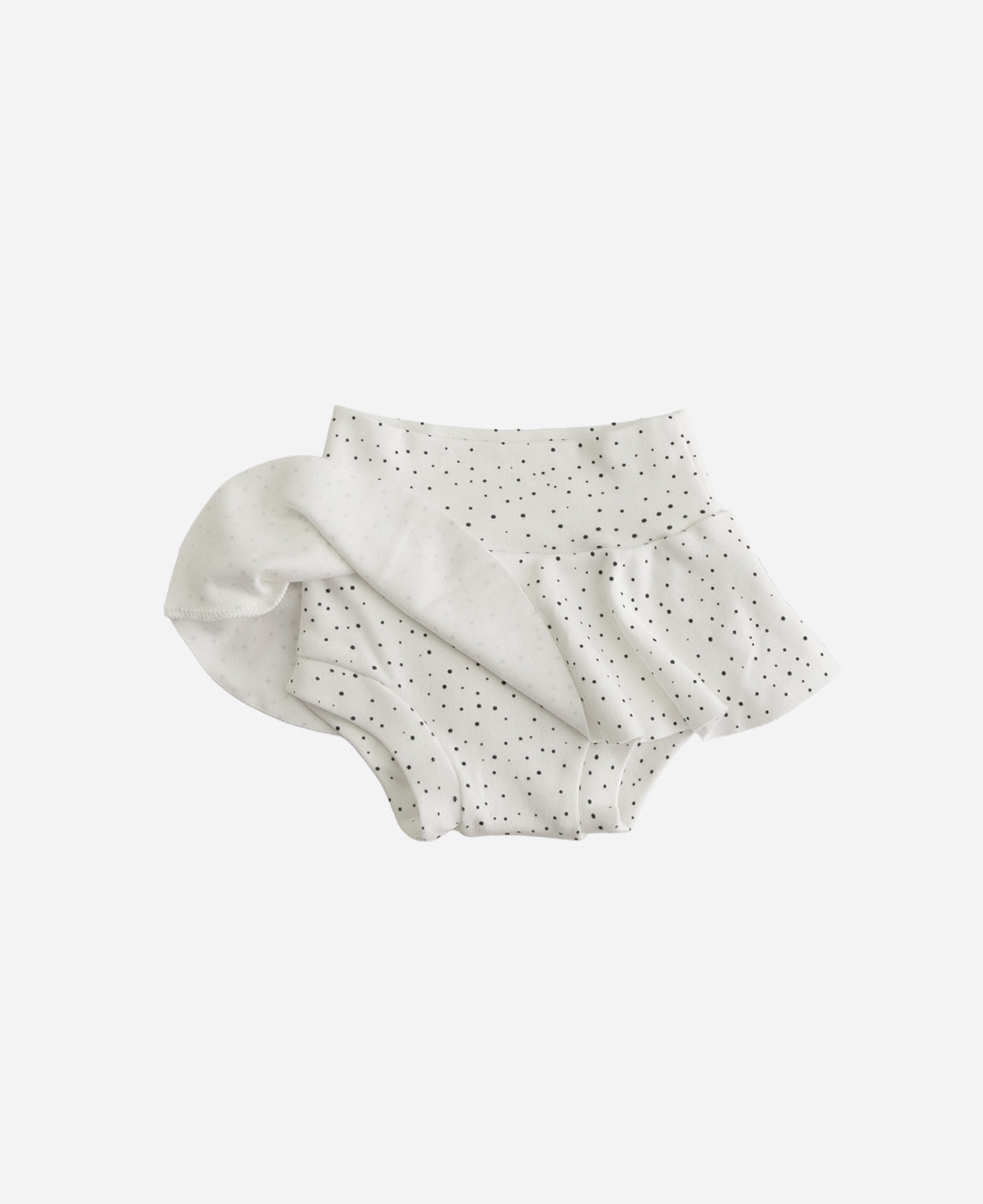Saia Boomies Bolinhas Claro em algodão com estamparia atóxica, shortinho embutido que cobre a fralda — MiniMalista Baby, Coleção Back to Basics