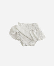 Saia Boomies Bolinhas Claro em algodão com estamparia atóxica, shortinho embutido que cobre a fralda — MiniMalista Baby, Coleção Back to Basics