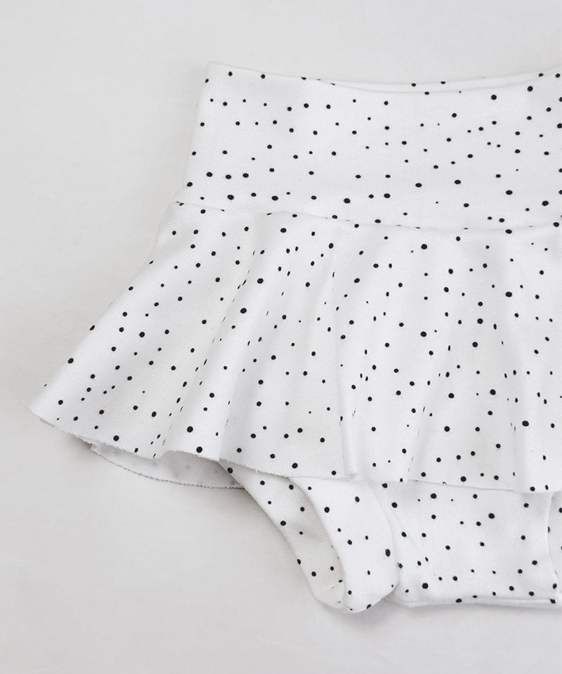 Outro ângulo da Saia Boomies de Bebê Bolinhas Claro, poá clássico para bebê menina do 0-3 aos 18-24 meses — MiniMalista Baby