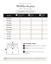 Tabela de medidas da peça | Shorts / bermuda cargo