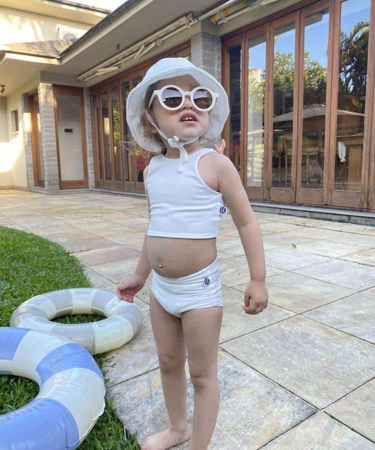 Biquini Dupla Face Infantil UV50+ MiniMalista | Liso Branco Off - MiniMalista Baby - 0, b2b, Calor, com-desconto-mm10, Menina, tab-tam-biquini, Verão -bebê-minimalista-estiloso