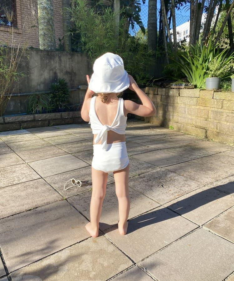 Biquini Dupla Face Infantil UV50+ MiniMalista | Liso Branco Off - MiniMalista Baby - 0, b2b, Calor, com-desconto-mm10, Menina, tab-tam-biquini, Verão -bebê-minimalista-estiloso