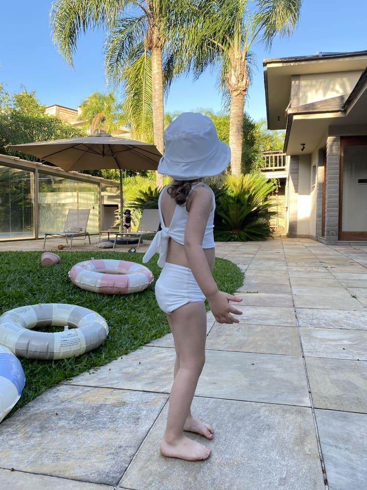 Biquini Dupla Face Infantil UV50+ MiniMalista | Liso Branco Off - MiniMalista Baby - 0, b2b, Calor, com-desconto-mm10, Menina, tab-tam-biquini, Verão -bebê-minimalista-estiloso