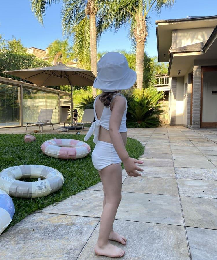 Biquini Dupla Face Infantil UV50+ MiniMalista | Liso Branco Off - MiniMalista Baby - 0, b2b, Calor, com-desconto-mm10, Menina, tab-tam-biquini, Verão -bebê-minimalista-estiloso