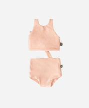 Biquini Dupla Face Infantil UV50+ MiniMalista | Liso Peachy - MiniMalista Baby - 0, b2b, Calor, com-desconto-mm10, Menina, tab-tam-biquini, Verão -bebê-minimalista-estiloso