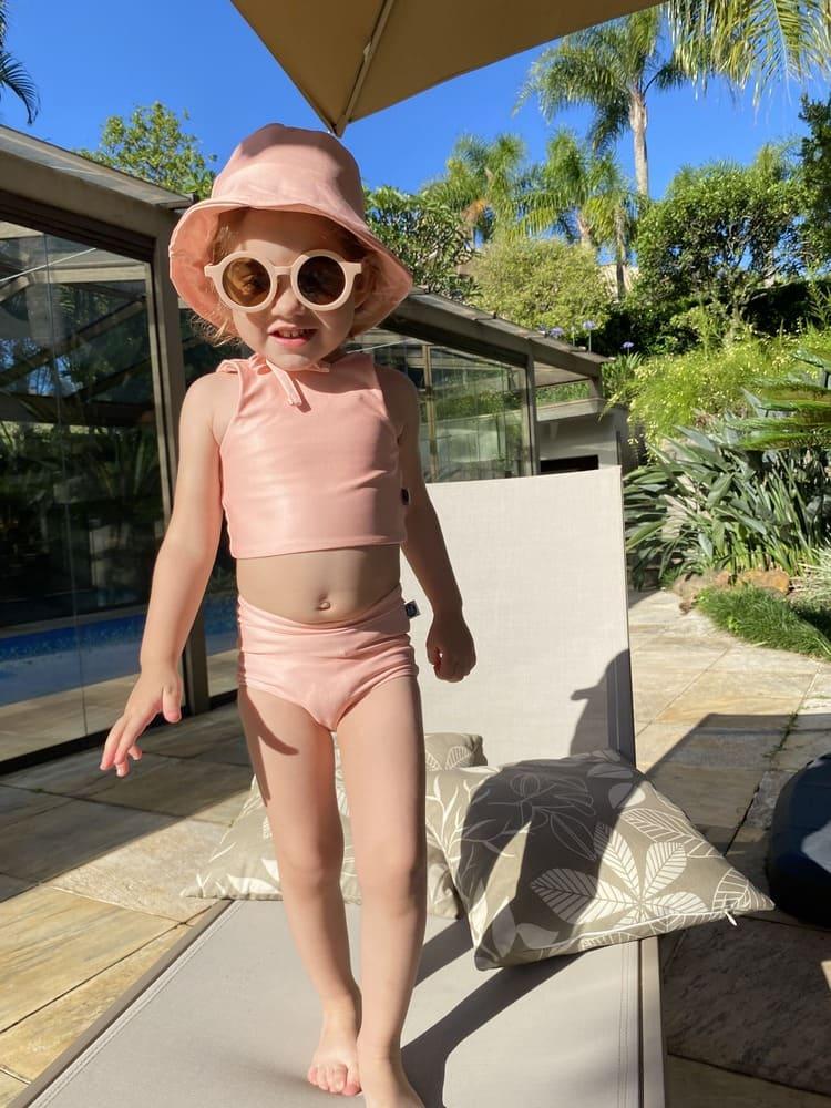 Biquini Dupla Face Infantil UV50+ MiniMalista | Liso Peachy - MiniMalista Baby - 0, b2b, Calor, com-desconto-mm10, Menina, tab-tam-biquini, Verão -bebê-minimalista-estiloso