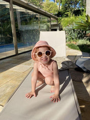 Biquini Dupla Face Infantil UV50+ MiniMalista | Liso Peachy - MiniMalista Baby - 0, b2b, Calor, com-desconto-mm10, Menina, tab-tam-biquini, Verão -bebê-minimalista-estiloso