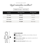 Tabela de tamanhos — medidas da criança | Bloomers