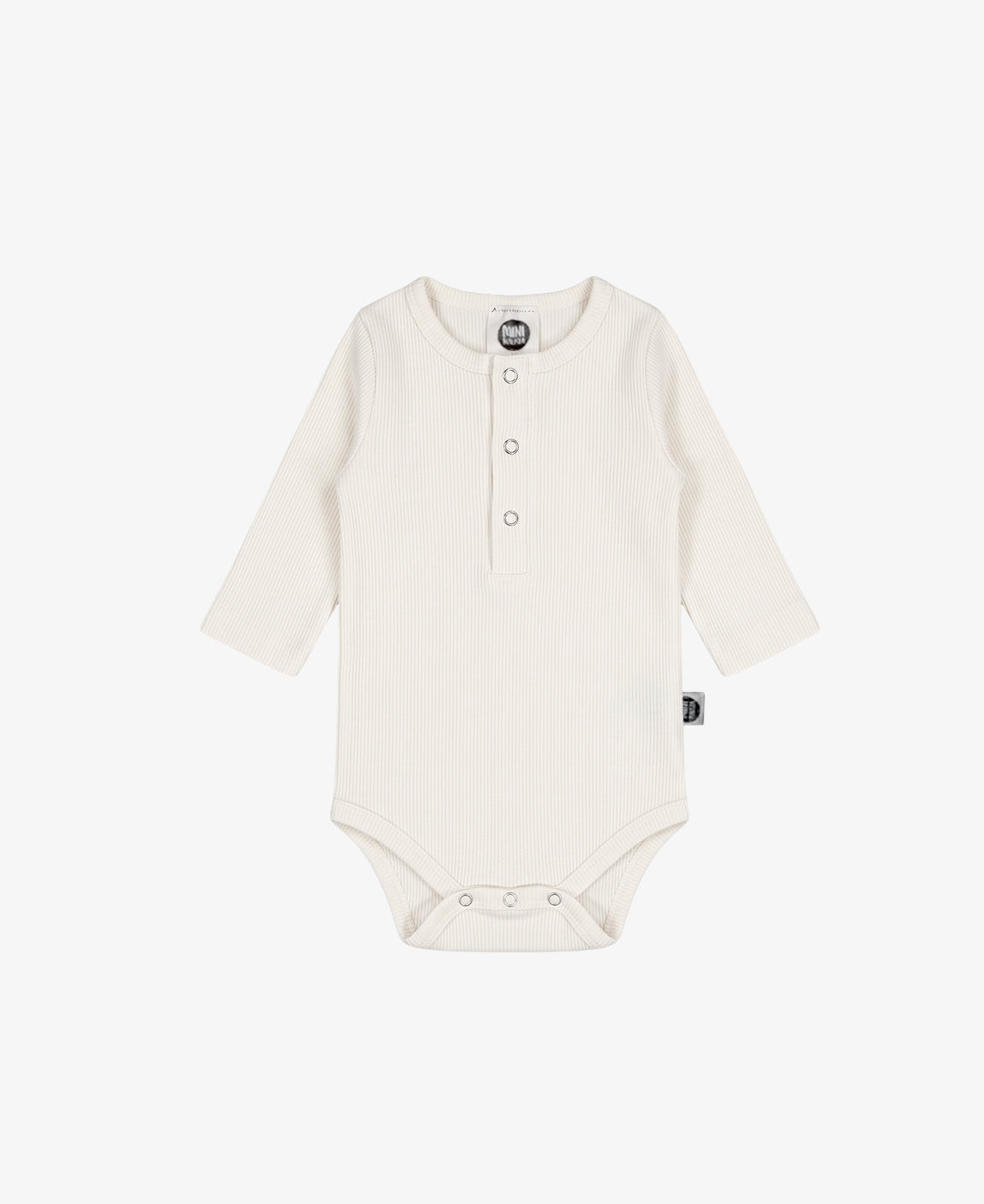 Body de Bebê Manga Longa Unissex Canelado Botões | Liso Branco Off