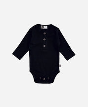 Body de Bebê Manga Longa Unissex Canelado Botões Liso MiniMalista Preto - MiniMalista Baby - 0.2, 0.3, b2b, Baby, Best, black-friday, com-desconto-mm10, Frio, Menino, Neutro, tab-tam-body-botão-frontal, tab-tam-body-canelado, Unissex, Winter Sale 20% -bebê-minimalista-estiloso