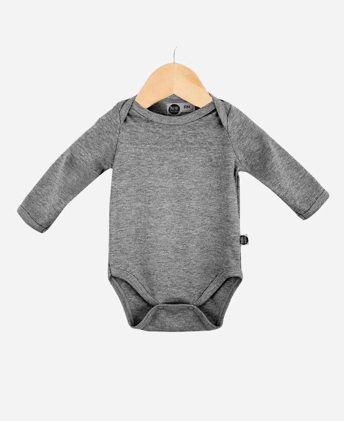 Body de Bebê Manga Longa Unissex MiniMalista Liso | Mescla Escuro - MiniMalista Baby - 0.3, b2b, Baby, black-friday, com-desconto-mm10, Frio, Menino, tab-tam-body-manga-longa, Winter Sale 20% -bebê-minimalista-estiloso