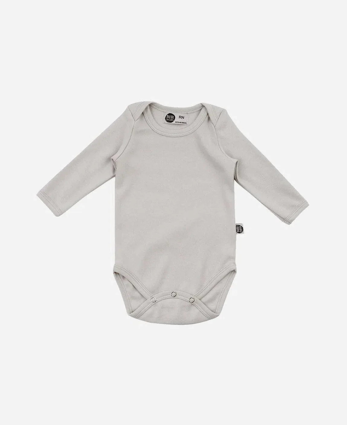 Body de Bebê Manga Longa Unissex MiniMalista | Liso Cinza Orvalho - MiniMalista Baby - 0.3, 0.5, b2b, Baby, black-friday, Frio, Menino, Neutro, outlet, tab-tam-body-manga-longa, Unissex -bebê-minimalista-estiloso