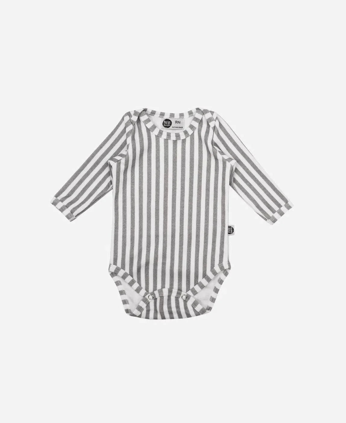 Body de Bebê Manga Longa Unissex | Listras Retrô Cinza - MiniMalista Baby - 0.3, 0.45, b2b, Baby, black-friday, Frio, Menino, Neutro, outlet, SALE-FINAL, tab-tam-body-manga-longa, Unissex -bebê-minimalista-estiloso