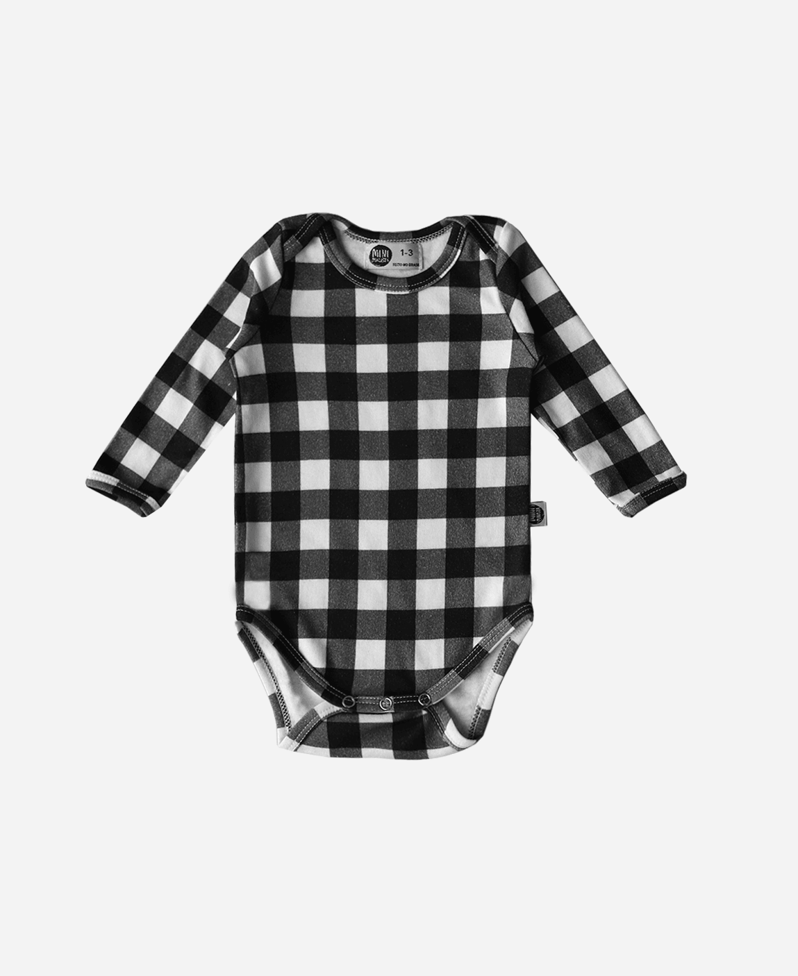 Body de Bebê Manga Longa Unissex Vichy Preto - MiniMalista Baby - b2b, Baby, Frio, Menino, outlet, tab-tam-body-manga-longa, Winter Sale 40% -bebê-minimalista-estiloso