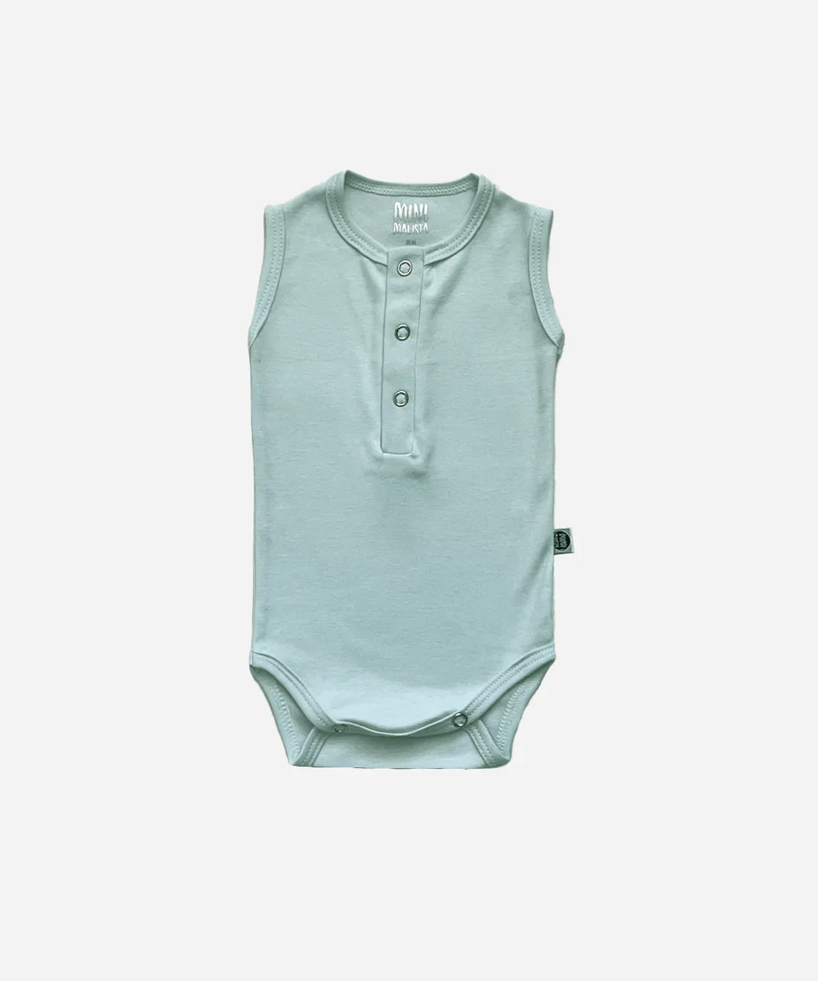 Body de Bebê Regata Unissex Botões Liso Mint - MiniMalista Baby - b2b, Baby, Calor, Menino, Neutro, new, Unissex, Verão -bebê-minimalista-estiloso