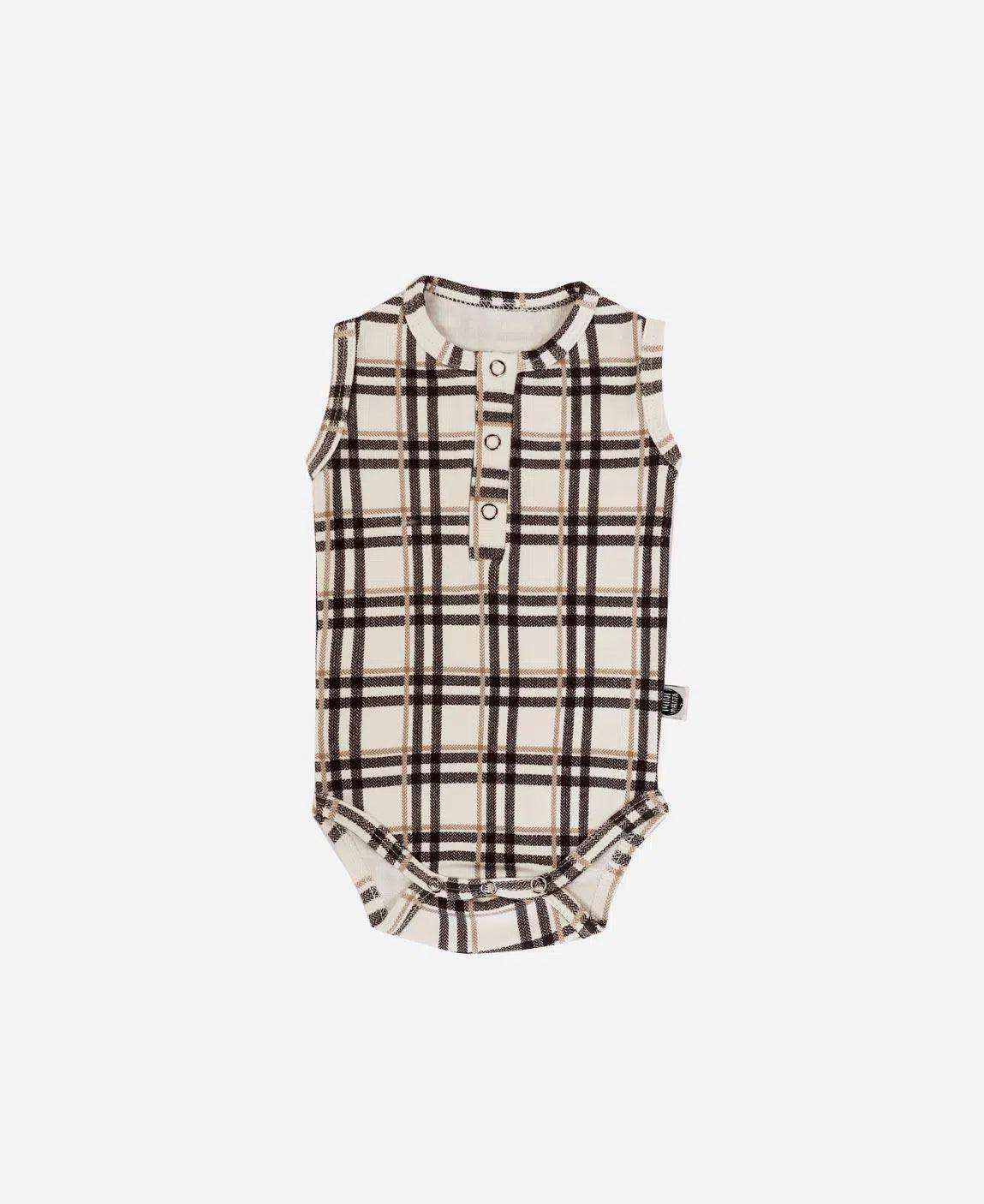 Body de Bebê Regata Unissex Botões | Xadrez Plaid - MiniMalista Baby - 0.25, 0.3, b2b, Baby, black-friday, Calor, com-desconto-mm10, Menino, Neutro, tab-tam-body-regata, Unissex, Verão -bebê-minimalista-estiloso