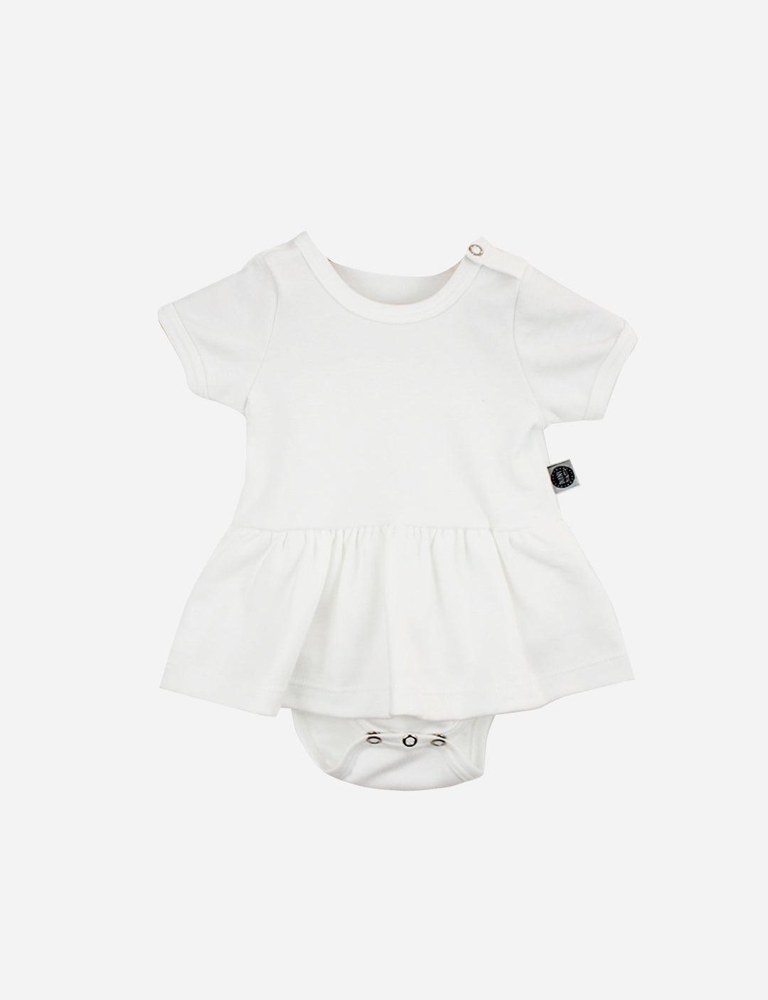 Body-Vestido de Bebê Manga Curta MiniMalista Liso Branco Off - MiniMalista Baby - Ano Novo, anonovo, b2b, Baby, com-desconto-mm10, Meia Estação, Menina, Neutro, new, Reveillon, tab-tam-body-vestido, Unissex -bebê-minimalista-estiloso