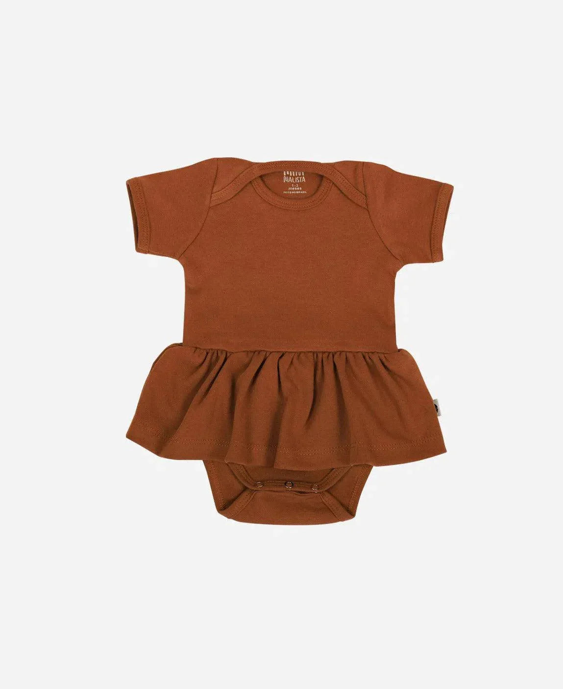 Body-Vestido de Bebê Manga Curta MiniMalista | Liso Ginger - MiniMalista Baby - 0.3, 0.35, b2b, Baby, black-friday, com-desconto-mm10, Meia Estação, Menina, tab-tam-body-vestido -bebê-minimalista-estiloso
