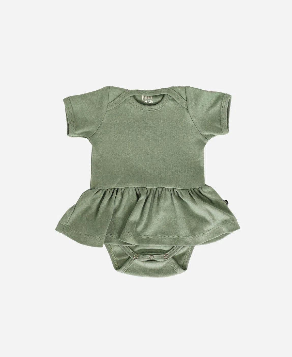 Body-Vestido de Bebê Manga Curta MiniMalista | Liso Sage - MiniMalista Baby - 0.3, b2b, Baby, black-friday, com-desconto-mm10, Meia Estação, Menina, tab-tam-body-vestido -bebê-minimalista-estiloso