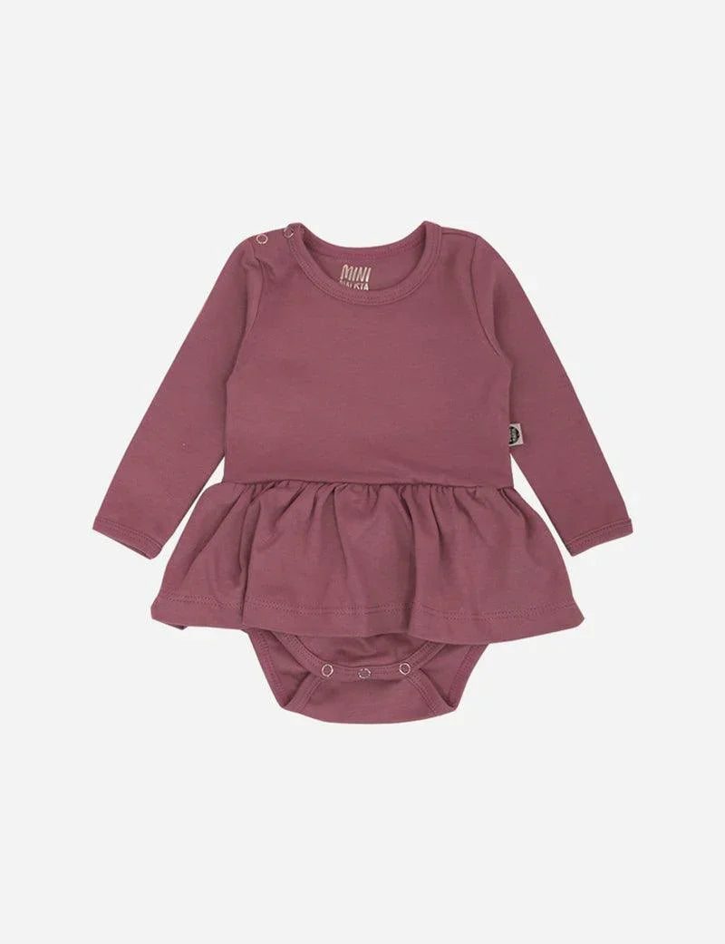 Body-Vestido de Bebê Manga Longa MiniMalista | Liso Dark Rose - MiniMalista Baby - 0.2, 0.3, b2b, Baby, black-friday, com-desconto-mm10, Frio, Menina, tab-tam-body-vestido -bebê-minimalista-estiloso