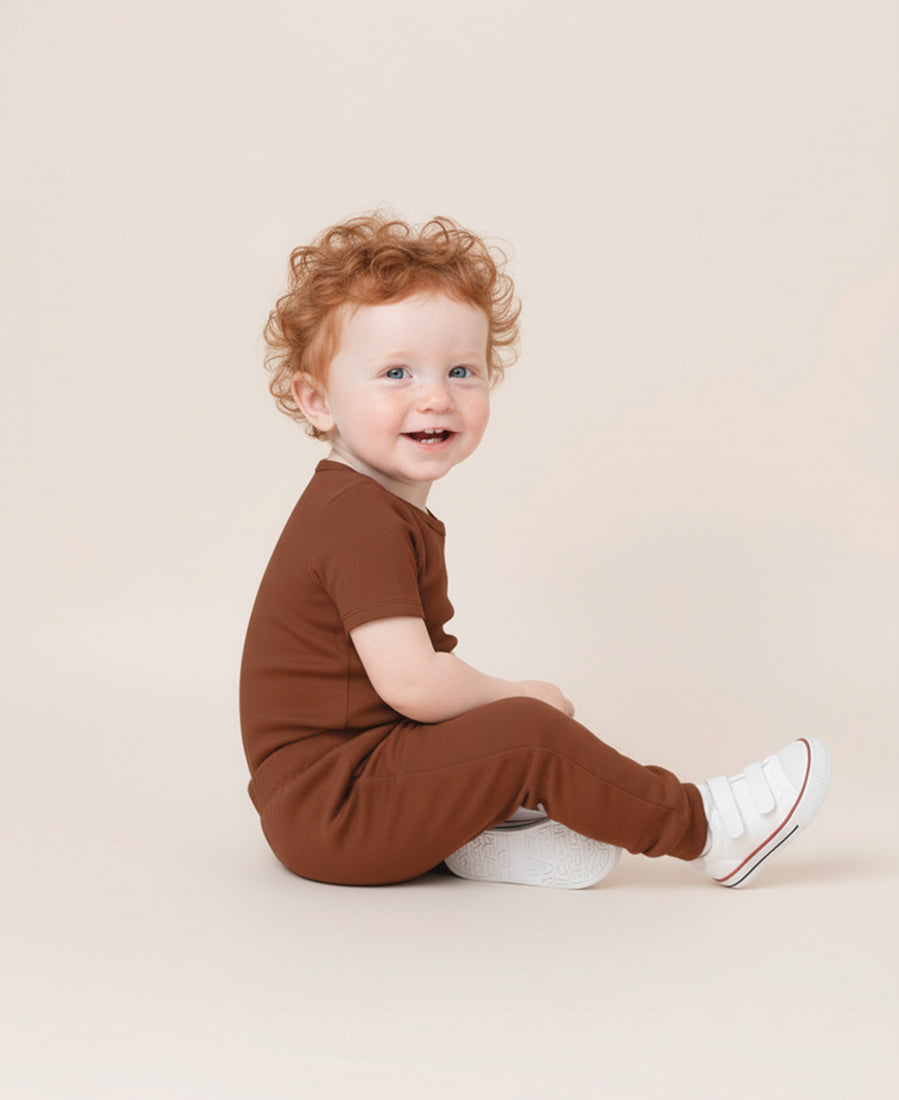 Body de Bebê Manga Curta Unissex | Liso Chocolate