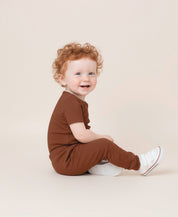 Body de Bebê Manga Curta Unissex | Liso Chocolate