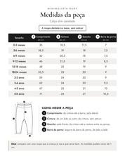 Tabela de medidas da peça | Calça slim canelado