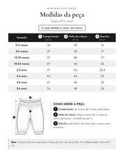 Tabela de medidas da peça | Calça soft e plush