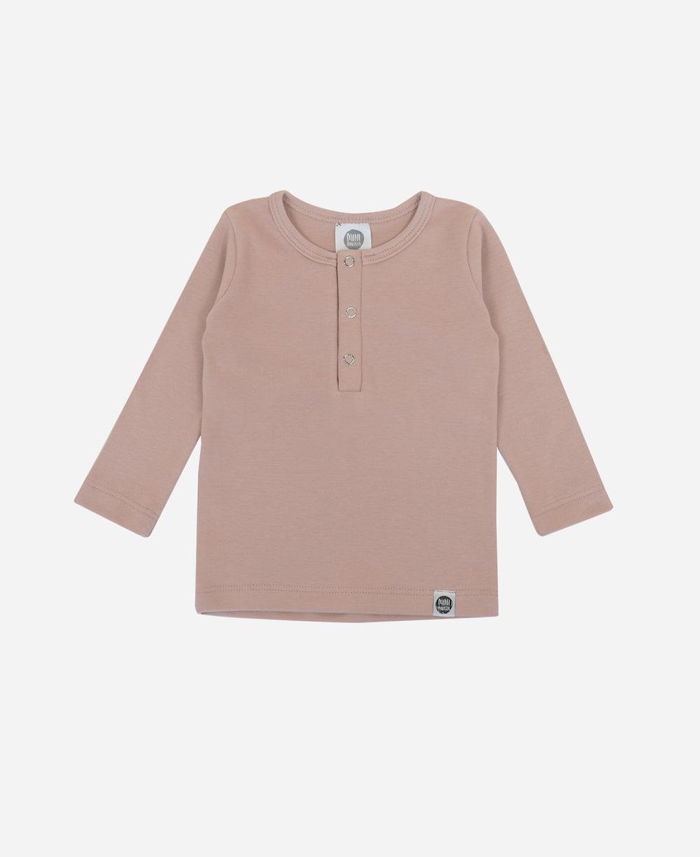 Camiseta Infantil de Inverno Manga Longa Unissex Botões MiniMalista Liso Cinnamon - MiniMalista Baby - b2b, com-desconto-mm10, Frio, Kids, Menino, Neutro, Unissex -bebê-minimalista-estiloso