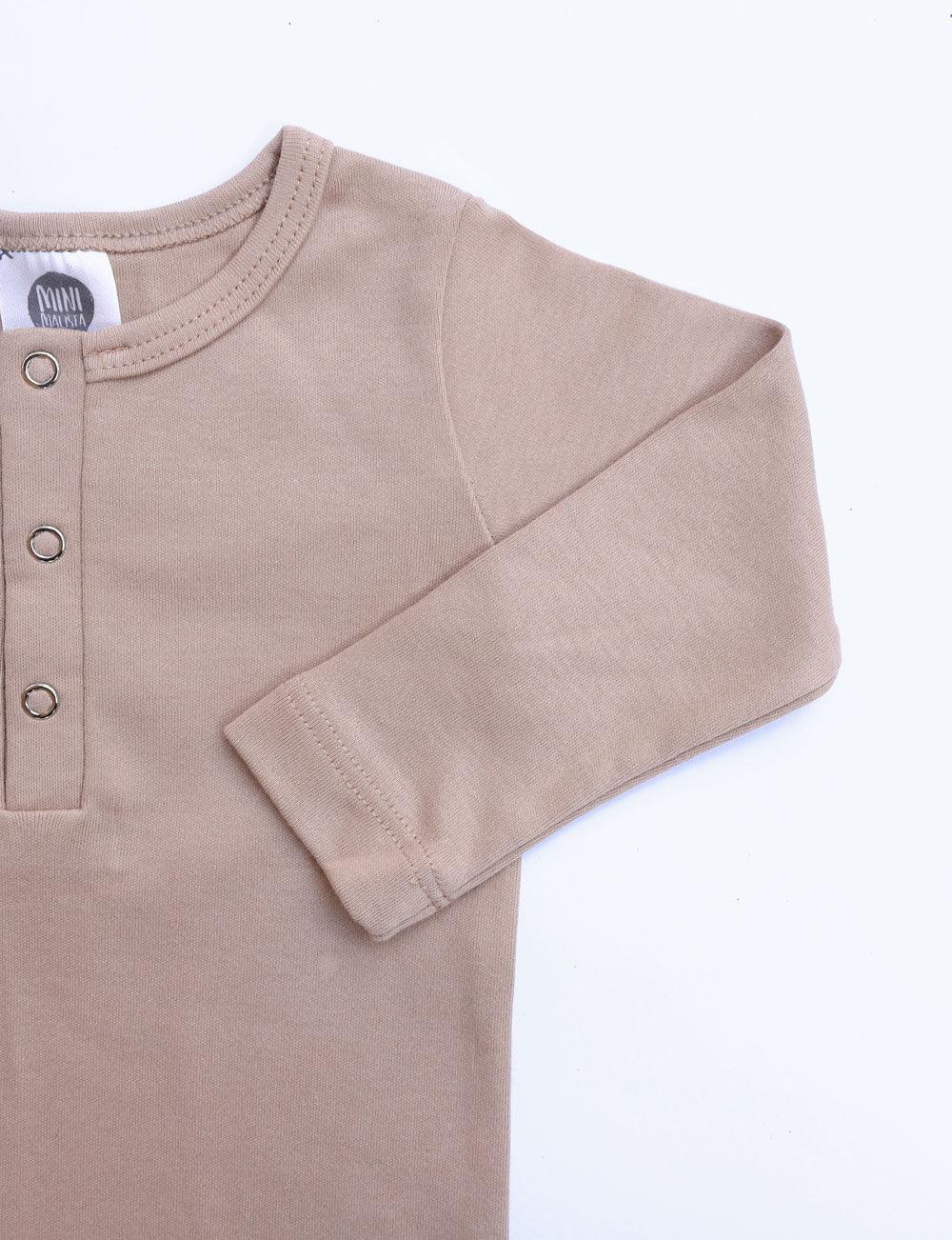 Camiseta Infantil de Inverno Manga Longa Unissex Botões MiniMalista | Liso Cinnamon - MiniMalista Baby - 0.3, b2b, black-friday, com-desconto-mm10, Frio, Kids, Menina, Menino, Neutro, tab-tam-camiseta-botao-frontal, Unissex -bebê-minimalista-estiloso