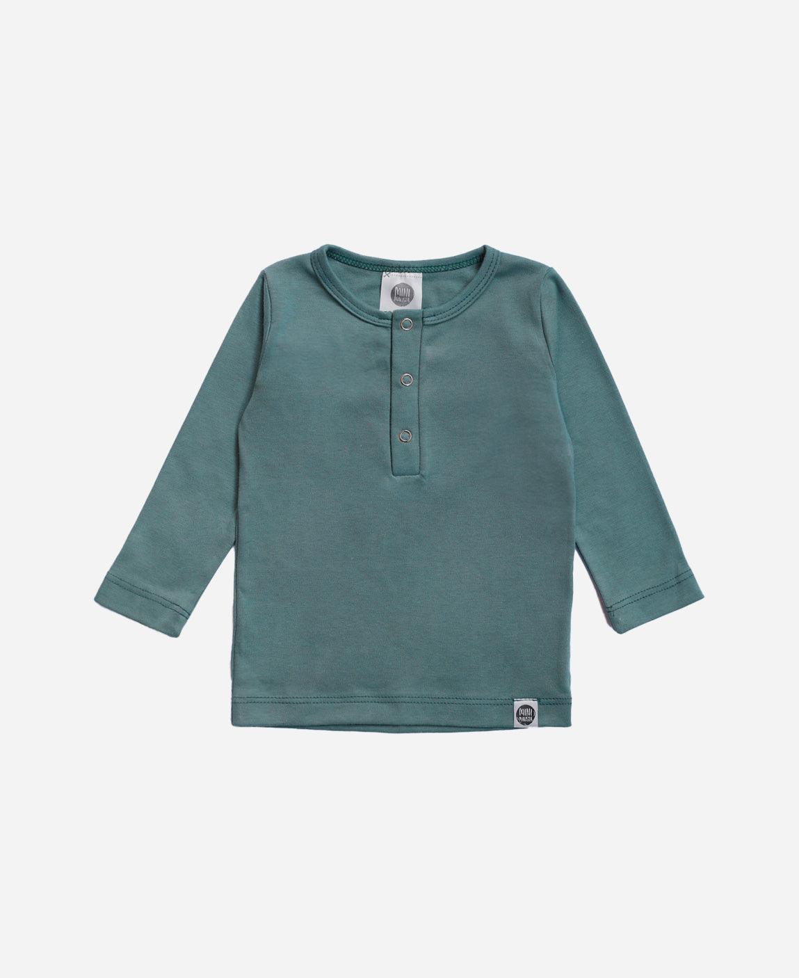 Camiseta Infantil de Inverno Manga Longa Unissex Botões MiniMalista | Liso Goblin Blue - MiniMalista Baby - 0.3, b2b, black-friday, com-desconto-mm10, Frio, Kids, Menino, new, tab-tam-camiseta-botao-frontal, Winter Sale 30% -bebê-minimalista-estiloso