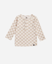 Camiseta Infantil de Inverno Manga Longa Unissex Botões | Racer Beige - MiniMalista Baby - 0.3, b2b, black-friday, com-desconto-mm10, Frio, Kids, Menina, Neutro, tab-tam-camiseta-botao-frontal, Unissex -bebê-minimalista-estiloso