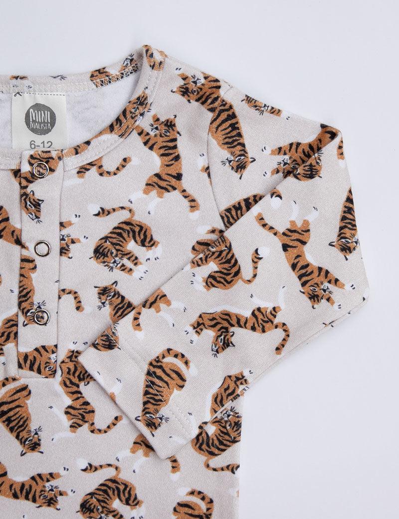 Camiseta Infantil de Inverno Manga Longa Unissex Botões | Tiger - MiniMalista Baby - 0.3, 0.35, b2b, black-friday, com-desconto-mm10, Frio, Kids, Menino, Neutro, tab-tam-camiseta-botao-frontal, Unissex -bebê-minimalista-estiloso