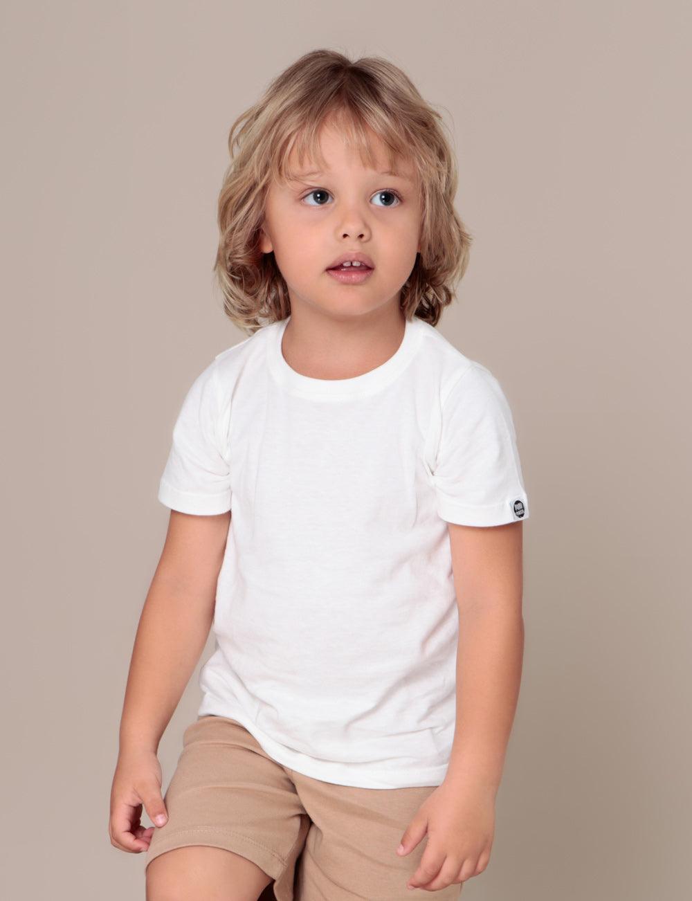 Camiseta Infantil Manga Curta Unissex MiniMalista Liso Branco Off - MiniMalista Baby - Ano Novo, anonovo, b2b, Best, com-desconto-mm10, Kids, Meia Estação, Neutro, new, Reveillon, Unissex -bebê-minimalista-estiloso