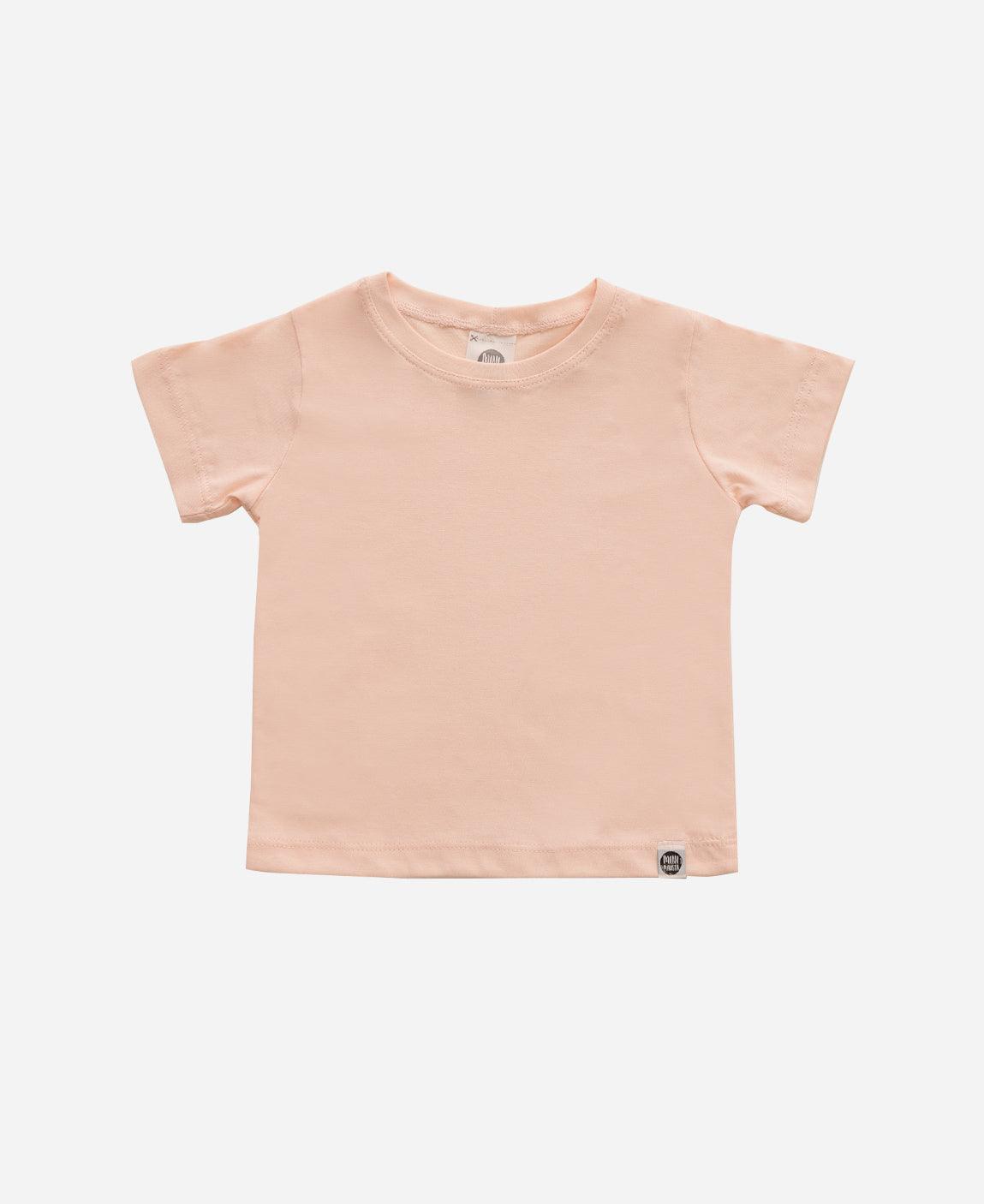 Camiseta Infantil Manga Curta Unissex MiniMalista Liso Peachy - MiniMalista Baby - b2b, com-desconto-mm10, Kids, Meia Estação, Menina -bebê-minimalista-estiloso