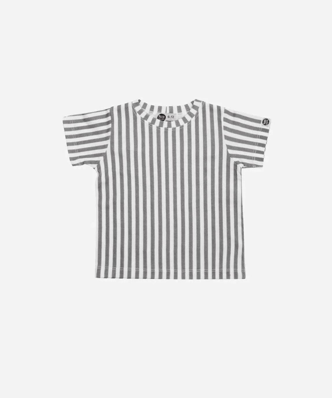 Camiseta Infantil Manga Curta Unissex | Listras Retrô Cinza - MiniMalista Baby - 0.3, 0.45, b2b, black-friday, Kids, Meia Estação, Menino, minime, Neutro, outlet, SALE-FINAL, tab-tam-camiseta-manga-curta, Unissex -bebê-minimalista-estiloso