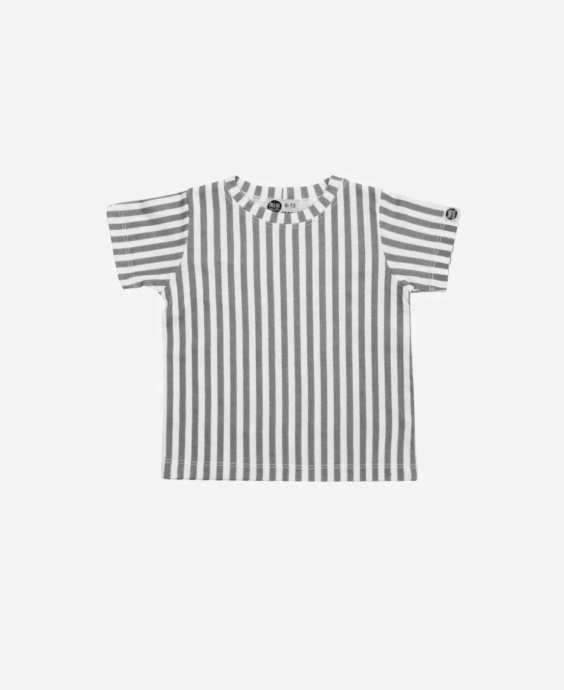 Camiseta Infantil Manga Curta Unissex | Listras Retrô Cinza - MiniMalista Baby - 0.3, 0.45, b2b, black-friday, Kids, Meia Estação, Menino, minime, Neutro, outlet, SALE-FINAL, tab-tam-camiseta-manga-curta, Unissex -bebê-minimalista-estiloso