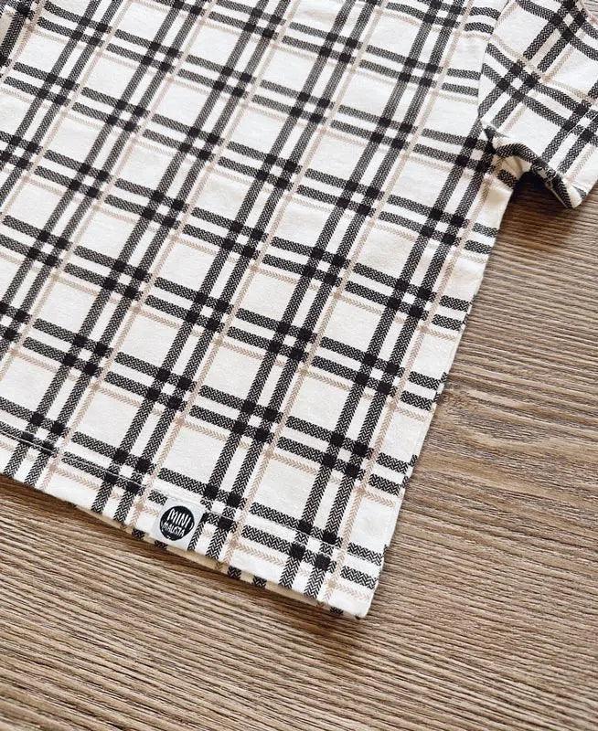 Camiseta Infantil Manga Curta Unissex | Xadrez Plaid - MiniMalista Baby - 0.25, 0.3, b2b, black-friday, com-desconto-mm10, Kids, Meia Estação, Menino, Neutro, tab-tam-camiseta-manga-curta, Unissex -bebê-minimalista-estiloso