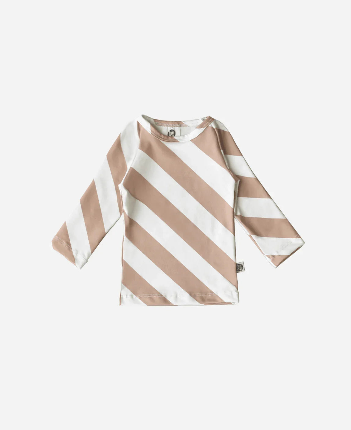 Camiseta Infantil Proteção Solar Unissex UV50+ | Listras Diagonais Bege - MiniMalista Baby - 0, b2b, Calor, com-desconto-mm10, Menino, Neutro, tab-tam-camiseta-praia, tab-tam-camiseta-solar-praia, tab-tamanho-camiseta-raglan, Unissex, Verão -bebê-minimalista-estiloso