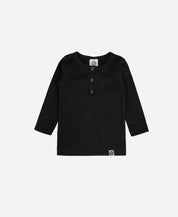 Camiseta Infantil Unissex Manga Longa Canelado Botões MiniMalista | Liso Preto - MiniMalista Baby - 0.2, 0.3, b2b, black-friday, com-desconto-mm10, Frio, Kids, Menino, Neutro, tab-tam-camiseta-botao-frontal, tab-tam-camiseta-botão-frontal-manga-longa, Unissex, Winter Sale 20% -bebê-minimalista-estiloso