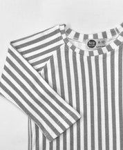 Camiseta Infantil de Inverno Manga Longa Unissex Raglan | Listras Retrô Cinza