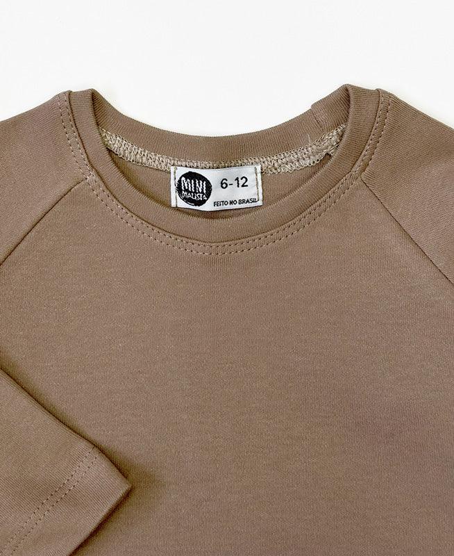 Camiseta Infantil de Inverno Manga Longa Unissex Raglan | Liso Mocha