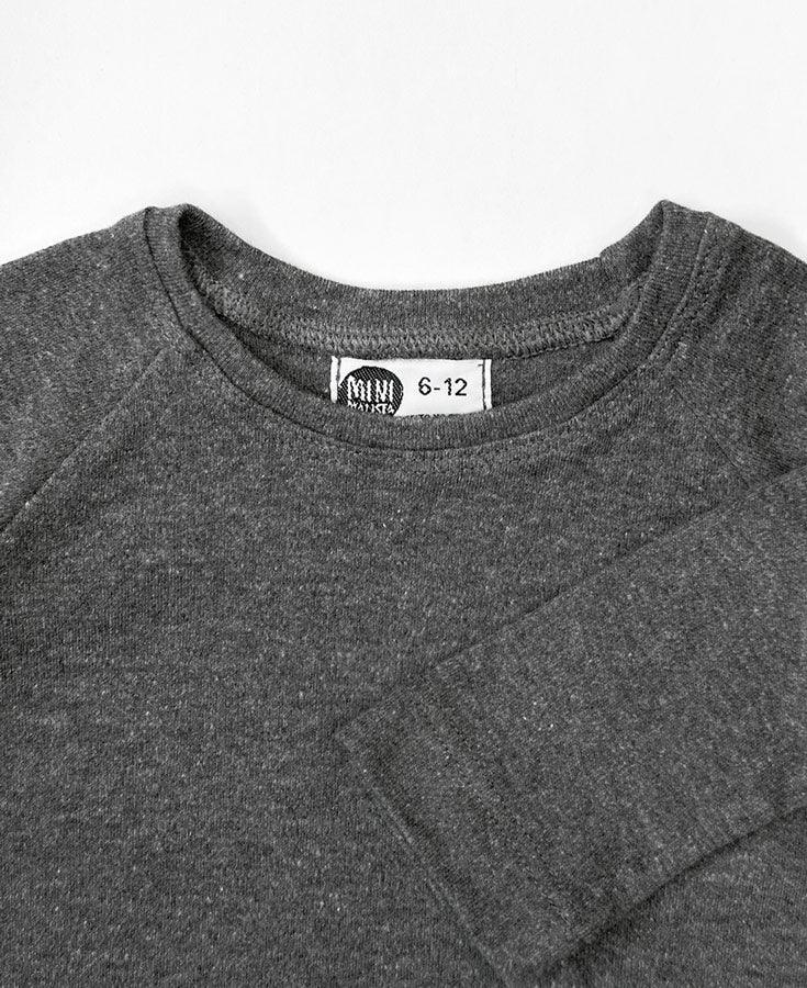 Camiseta Infantil de Inverno Manga Longa Unissex Raglan MiniMalista Liso | Mescla Escuro