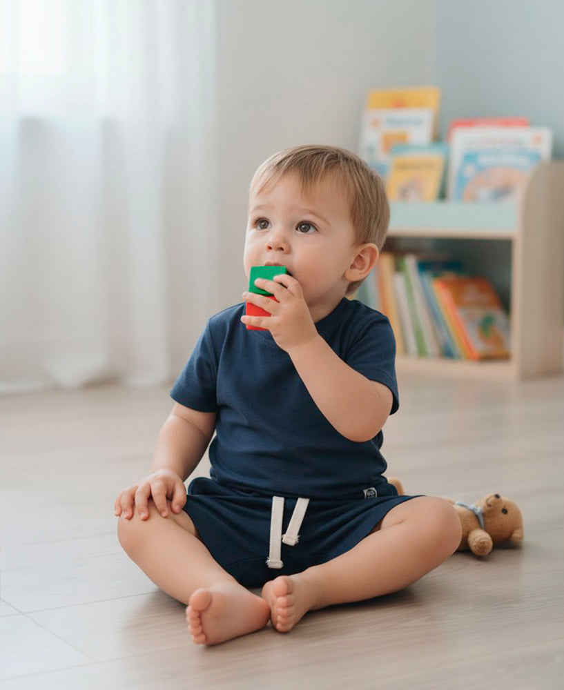 Conjunto Camiseta e Bermuda Infantil Menino | Liso Ocean