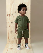 Conjunto Camiseta e Bermuda Infantil Menino | Liso Jungle Green