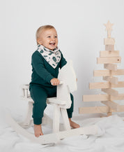 Conjunto Bebê Macacão + Babador | Pine Cones e Deep Green