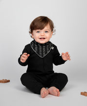 Conjunto Bebê Macacão + Babador | Fishbone e Preto