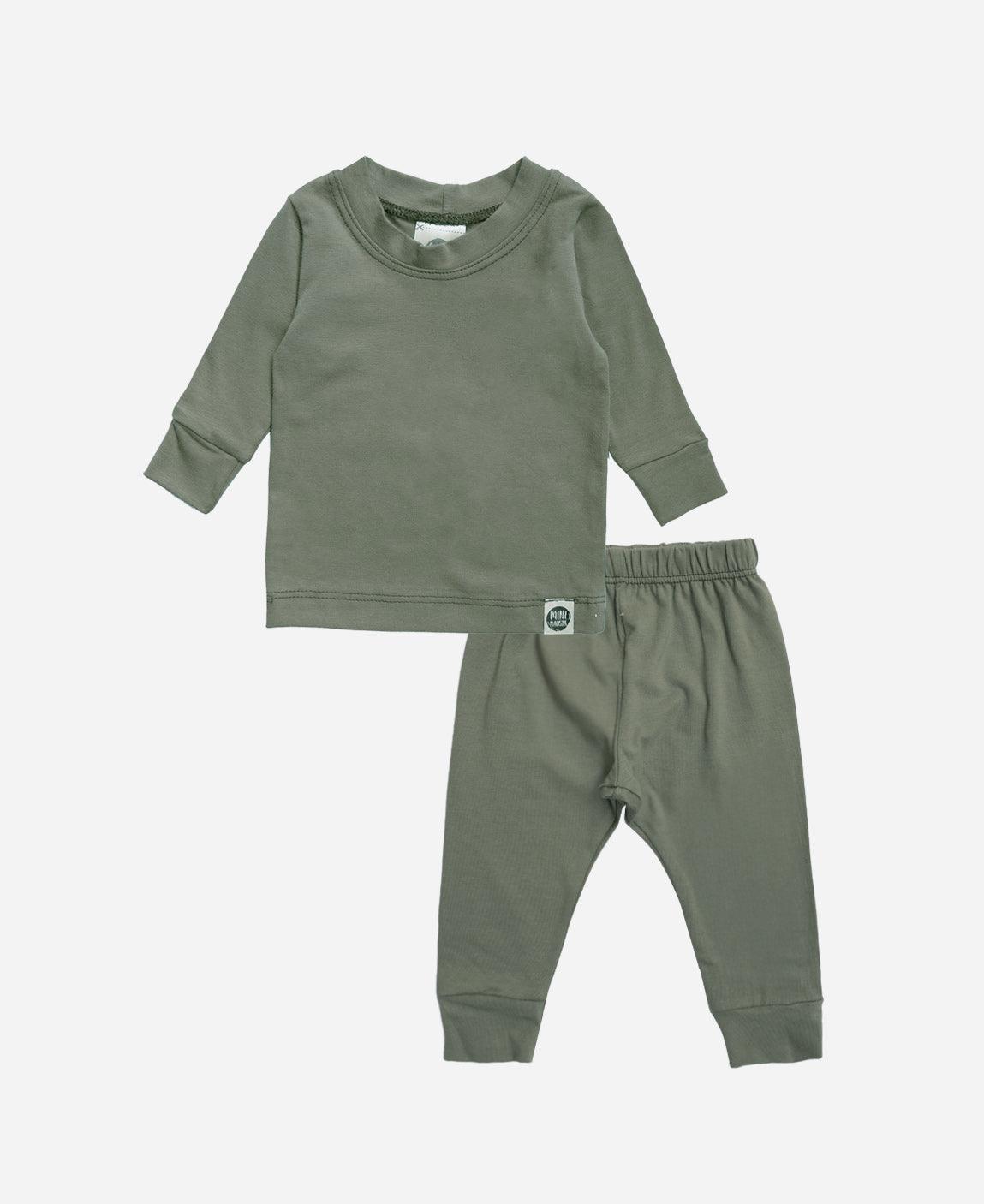 Conjunto Pijama Bebê Unissex Manga Longa MiniMalista Liso Verde - MiniMalista Baby - b2b, Baby, Frio, Menino -bebê-minimalista-estiloso